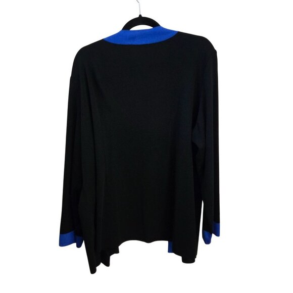 Exclusively Misook Black Royal Blue Trim Plussize Cardigan Sweater Size 2X - Picture 2 of 3
